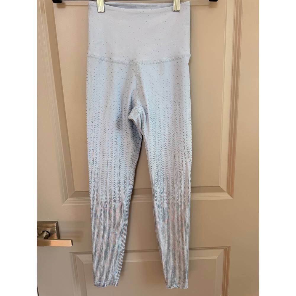 Beyond Yoga Womens High Waisted Midi Leggings Blue Iridescent Foil Dot XS
